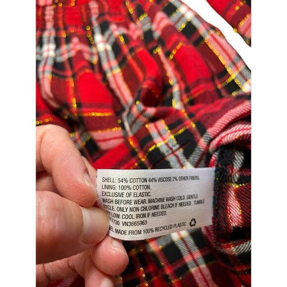 Cat & Jack Plaid Flannel Dress Red, Black & Metallic Gold Thread Toddler Girl 5T - Picture 8 of 8